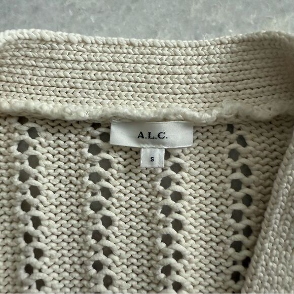 A.L.C | Drew Open Stitch Cotton Cardigan in Ecru | Small - Picture 3 of 6